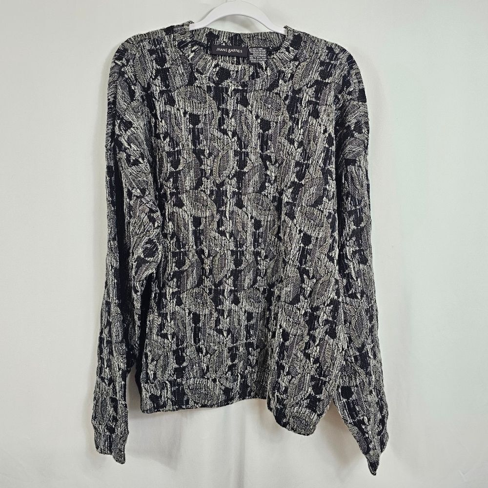 Jhane Barnes Wool Blend Sweater in Black and Gray - Size L